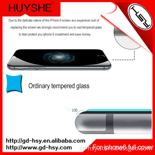 HUYSHE Mobile Phone Cover,Full Coverage Japan AGC Tempered Glass Screen Film Protector Black and White for iphone 6